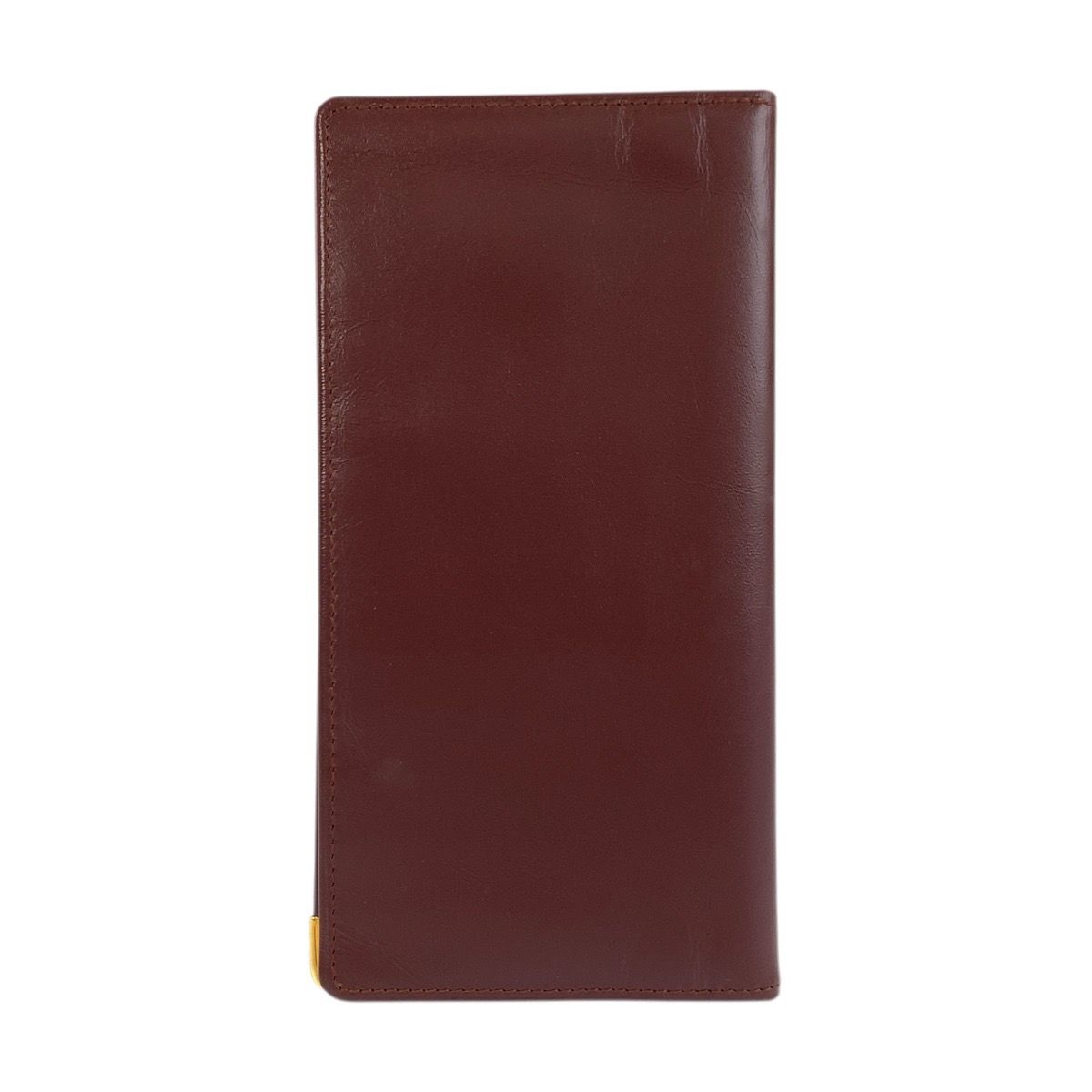 Cartier Must Line Bordeaux Gold Leather Wallet Billfold — view 2