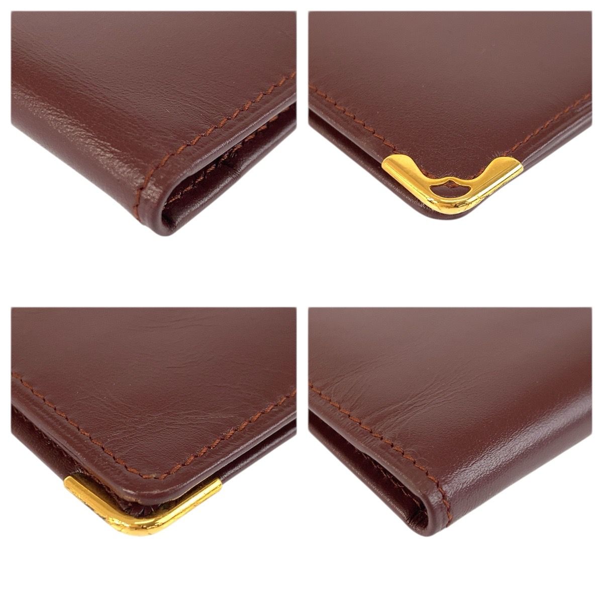 Cartier Must Line Bordeaux Gold Leather Wallet Billfold — view 7