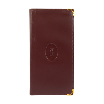 Cartier Must Line Bordeaux Gold Leather Wallet Billfold