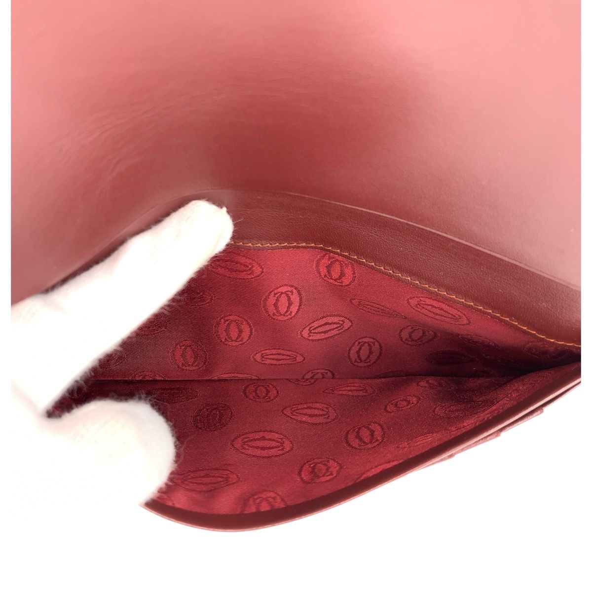 Cartier Must Line Bordeaux Gold Leather Wallet Billfold — view 6