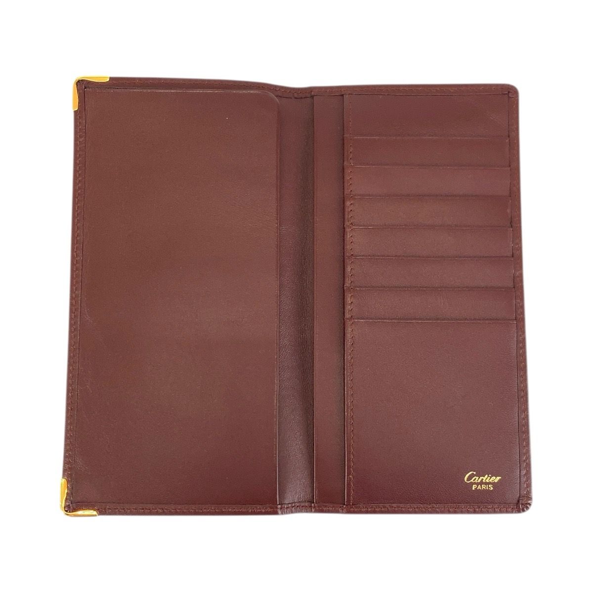 Cartier Must Line Bordeaux Gold Leather Wallet Billfold — view 4