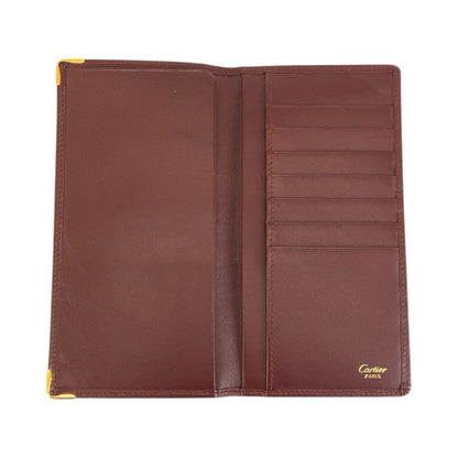 Cartier Must Line Bordeaux Gold Leather Wallet Billfold — view 4