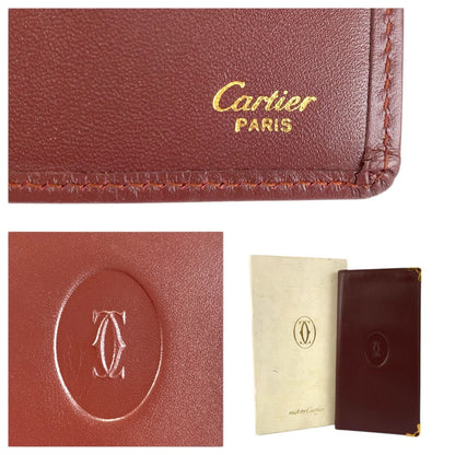 Cartier Must Line Bordeaux Gold Leather Wallet Billfold — view 3