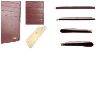 Cartier Must Line Bordeaux Gold Leather Wallet Billfold — view 9