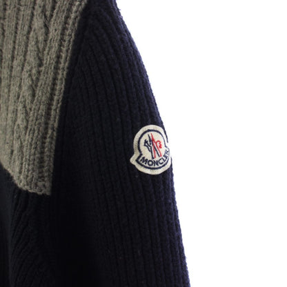 Moncler Maglione Tricot Cardigan Knit Driver's Cashmere Blend L Gray Navy YT — view 4
