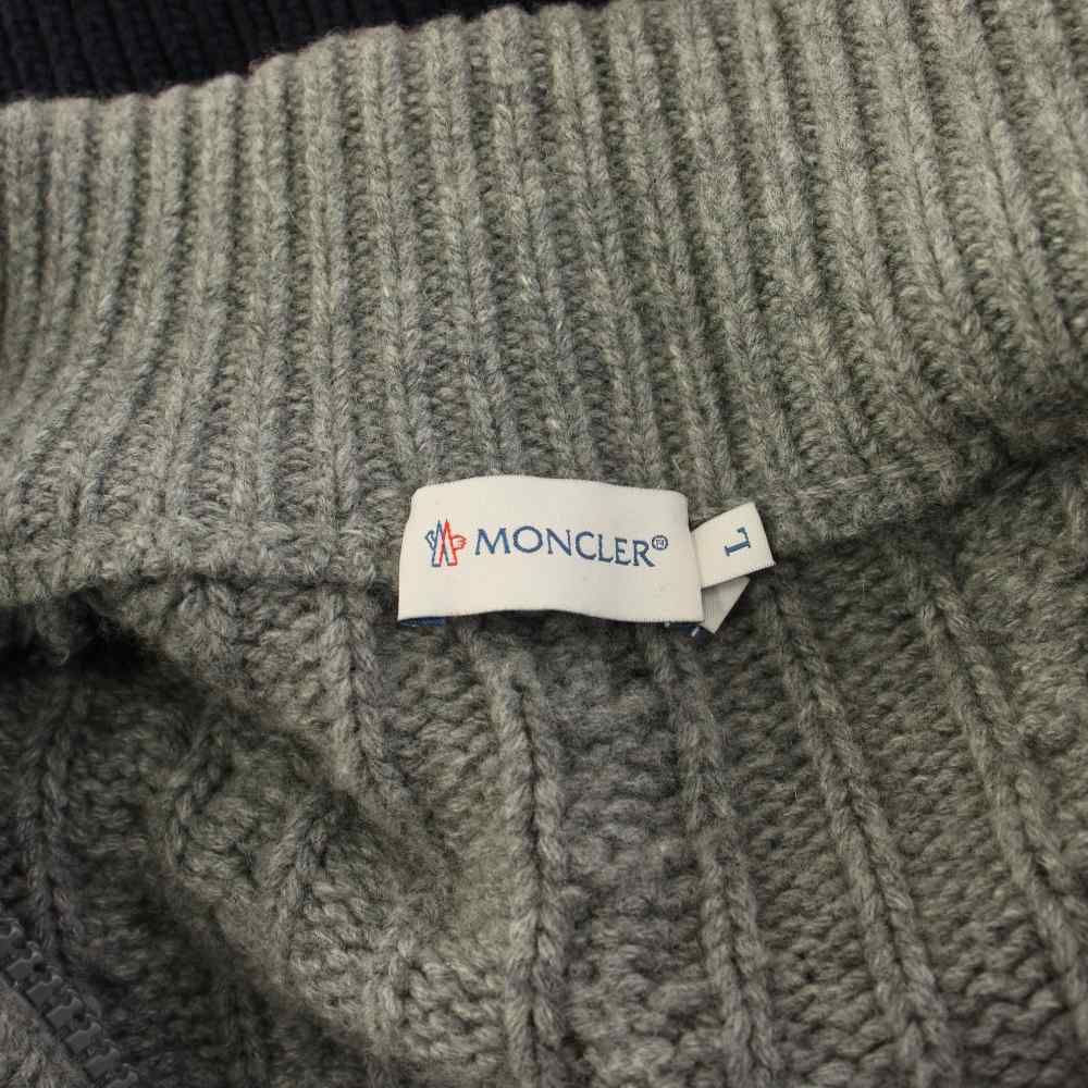 Moncler Maglione Tricot Cardigan Knit Driver's Cashmere Blend L Gray Navy YT — view 5