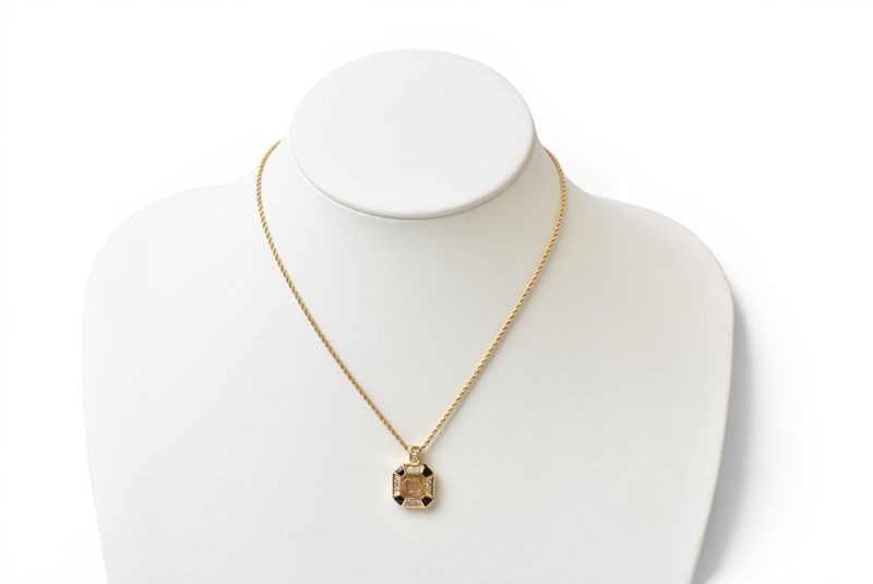Dior Necklace Choka Vintage Line Stone CD Logo Gold Black — view 5