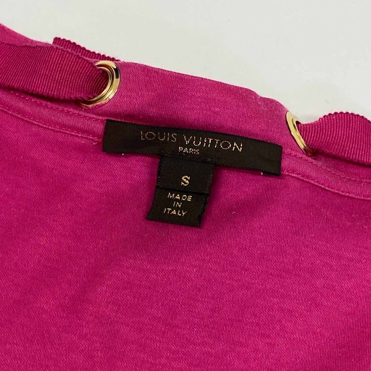 Louis Vuitton Sleeveless T-Shirt Tank Top LV Chain S Pink Cotton — view 8