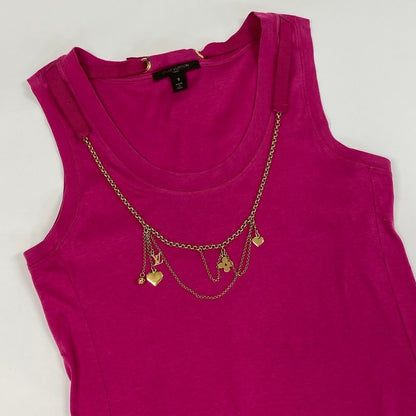 Louis Vuitton Sleeveless T-Shirt Tank Top LV Chain S Pink Cotton — view 3
