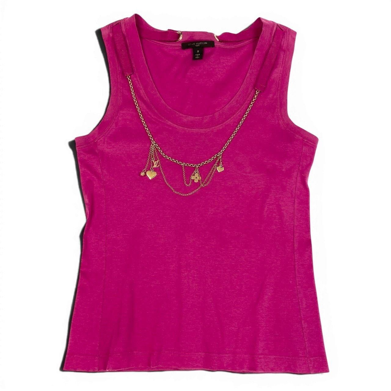 Louis Vuitton Sleeveless T-Shirt Tank Top LV Chain S Pink Cotton