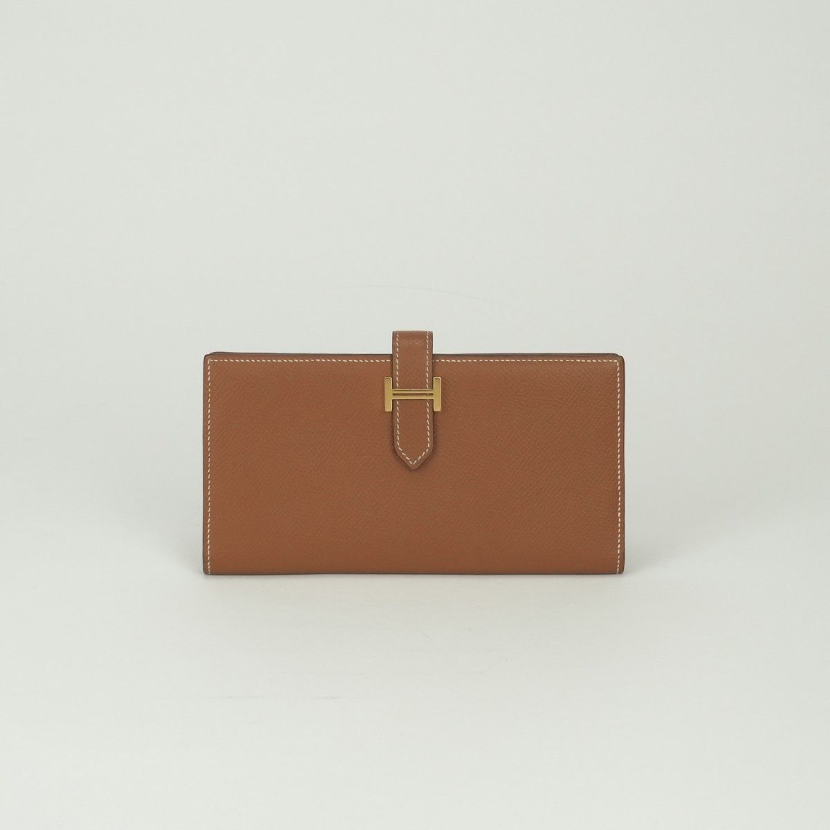 Hermes Bearn Souffle Wallet Epsom Gold Brown Veau