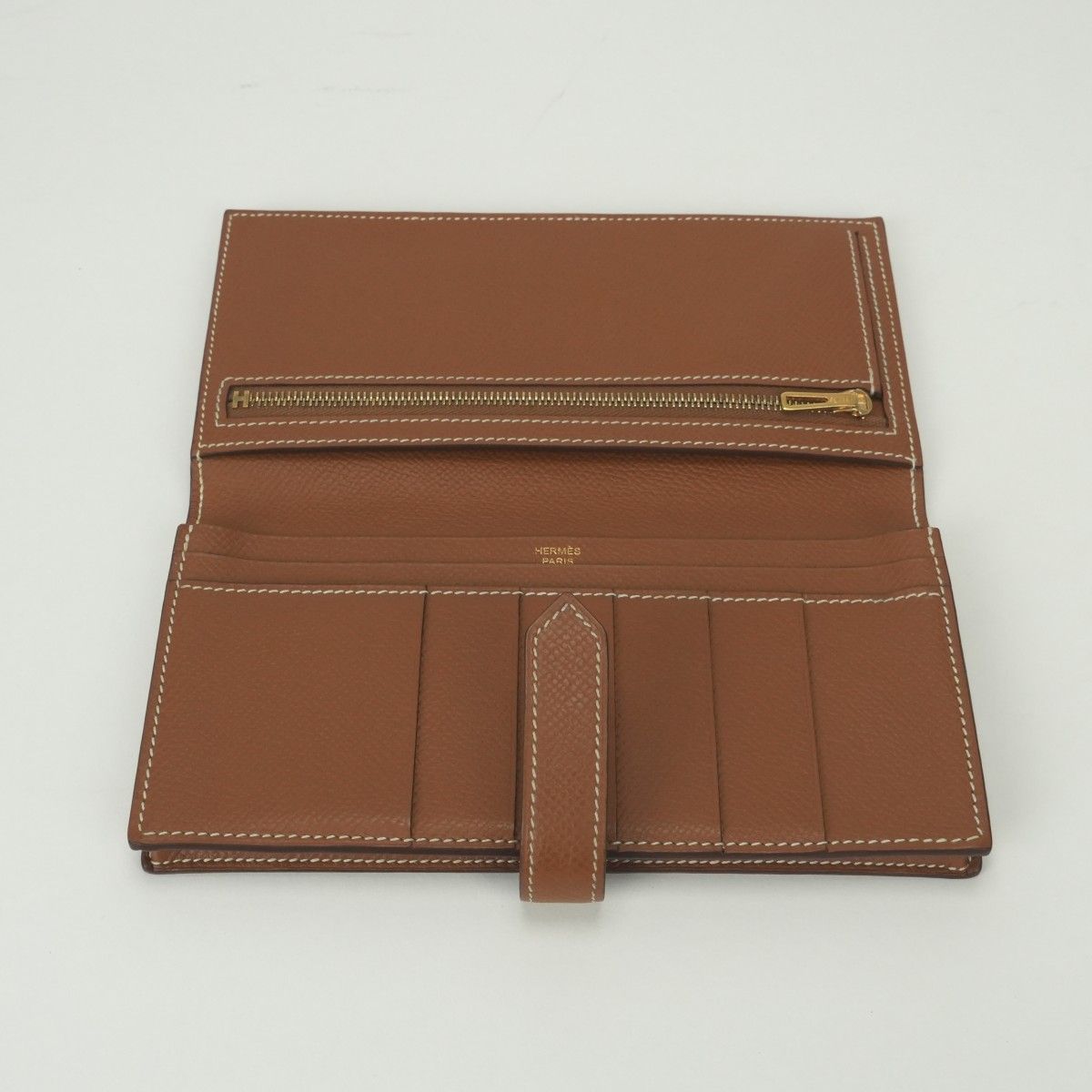 Hermes Bearn Souffle Wallet Epsom Gold Brown Veau — view 5