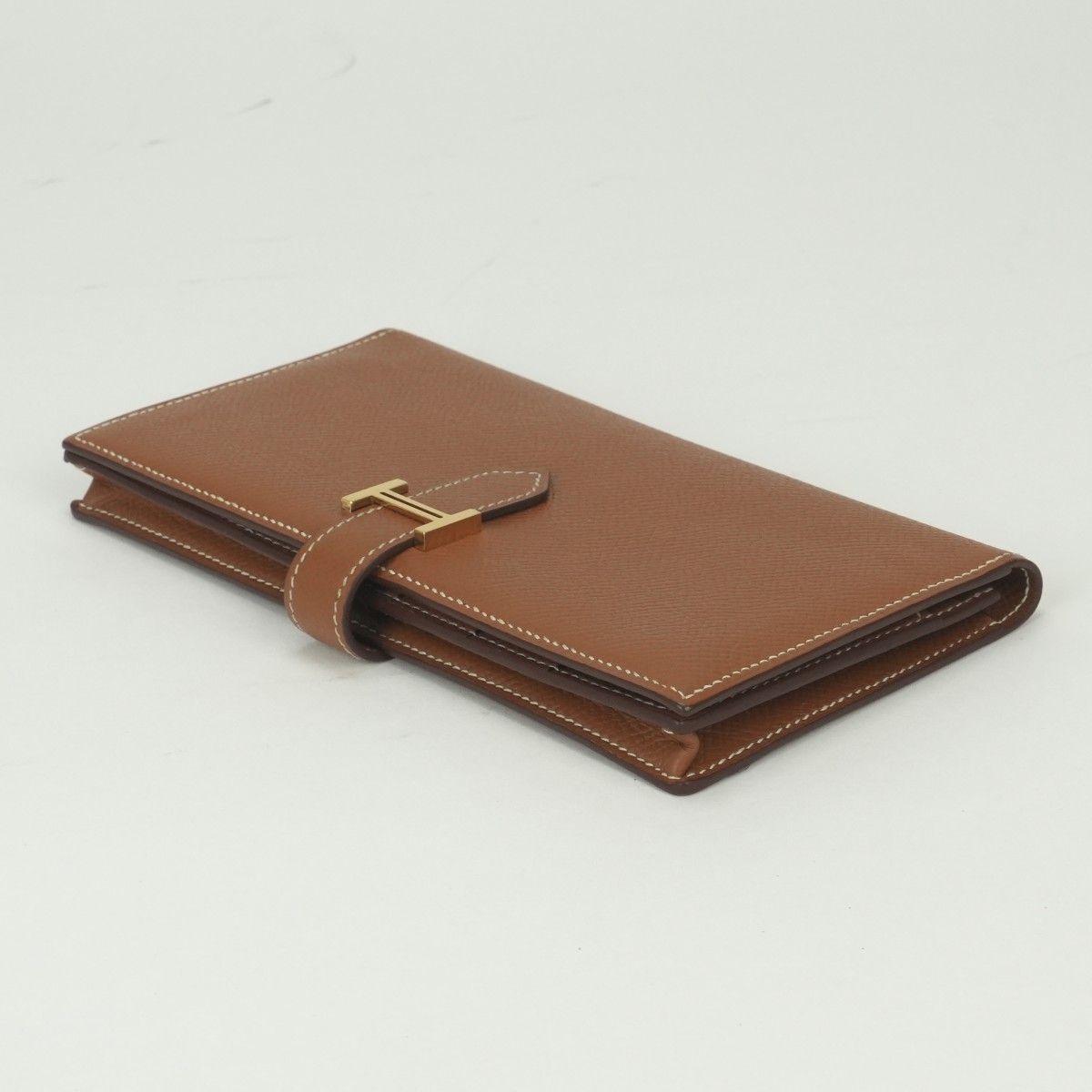 Hermes Bearn Souffle Wallet Epsom Gold Brown Veau — view 4