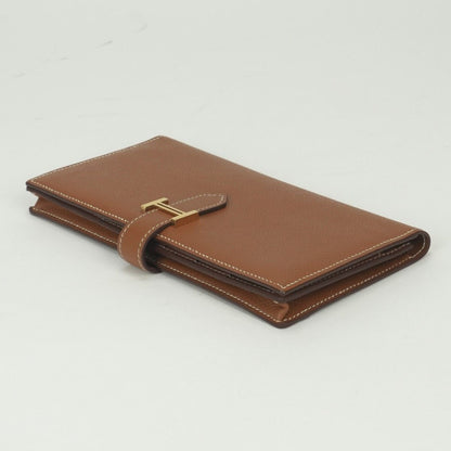Hermes Bearn Souffle Wallet Epsom Gold Brown Veau — view 4