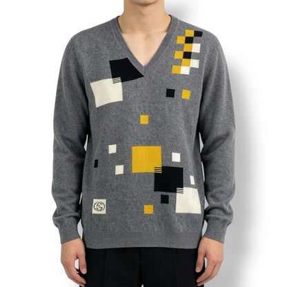 Gucci Sweater Gray V-neck Cashmere XL