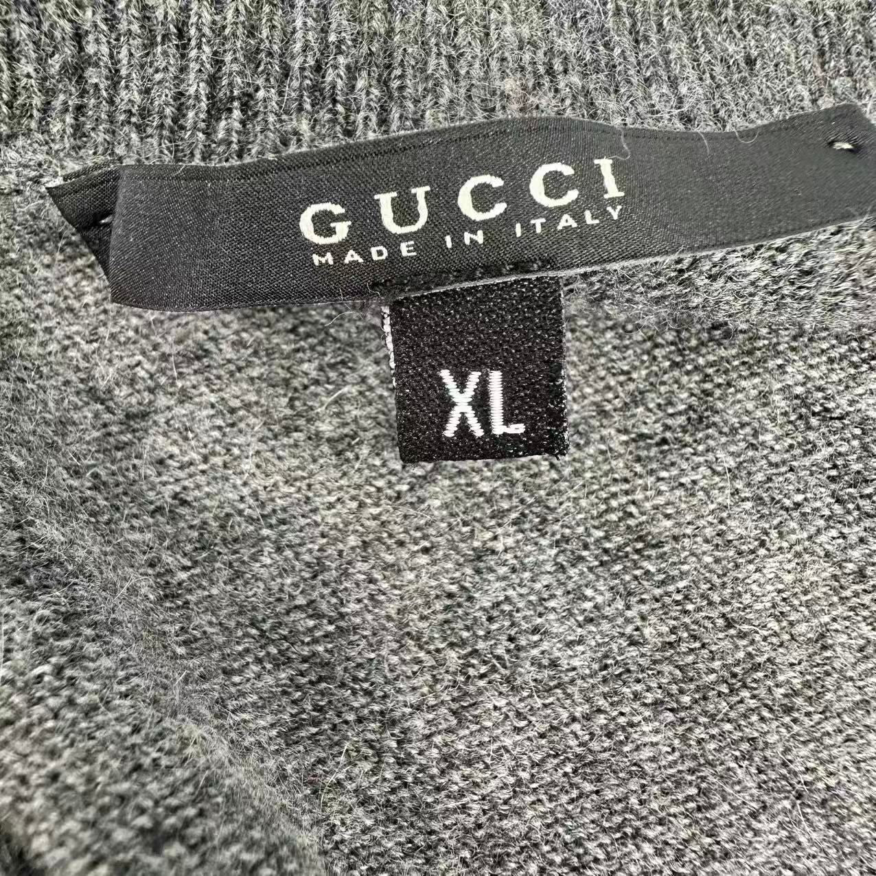 Gucci Sweater Gray V-neck Cashmere XL — view 6