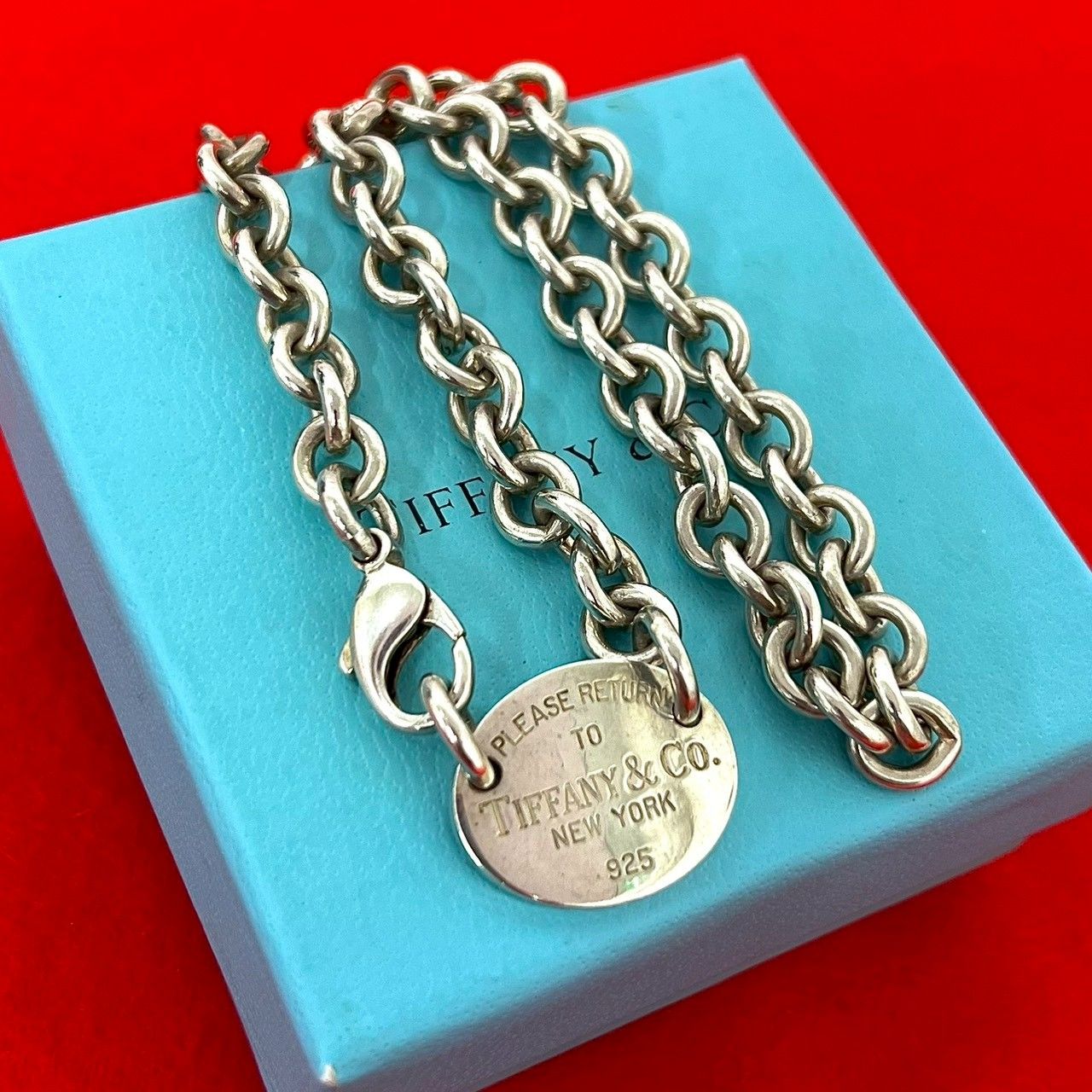 Tiffany & Co Return to Oval Necklace 925 Sterling Silver Chain Pendant