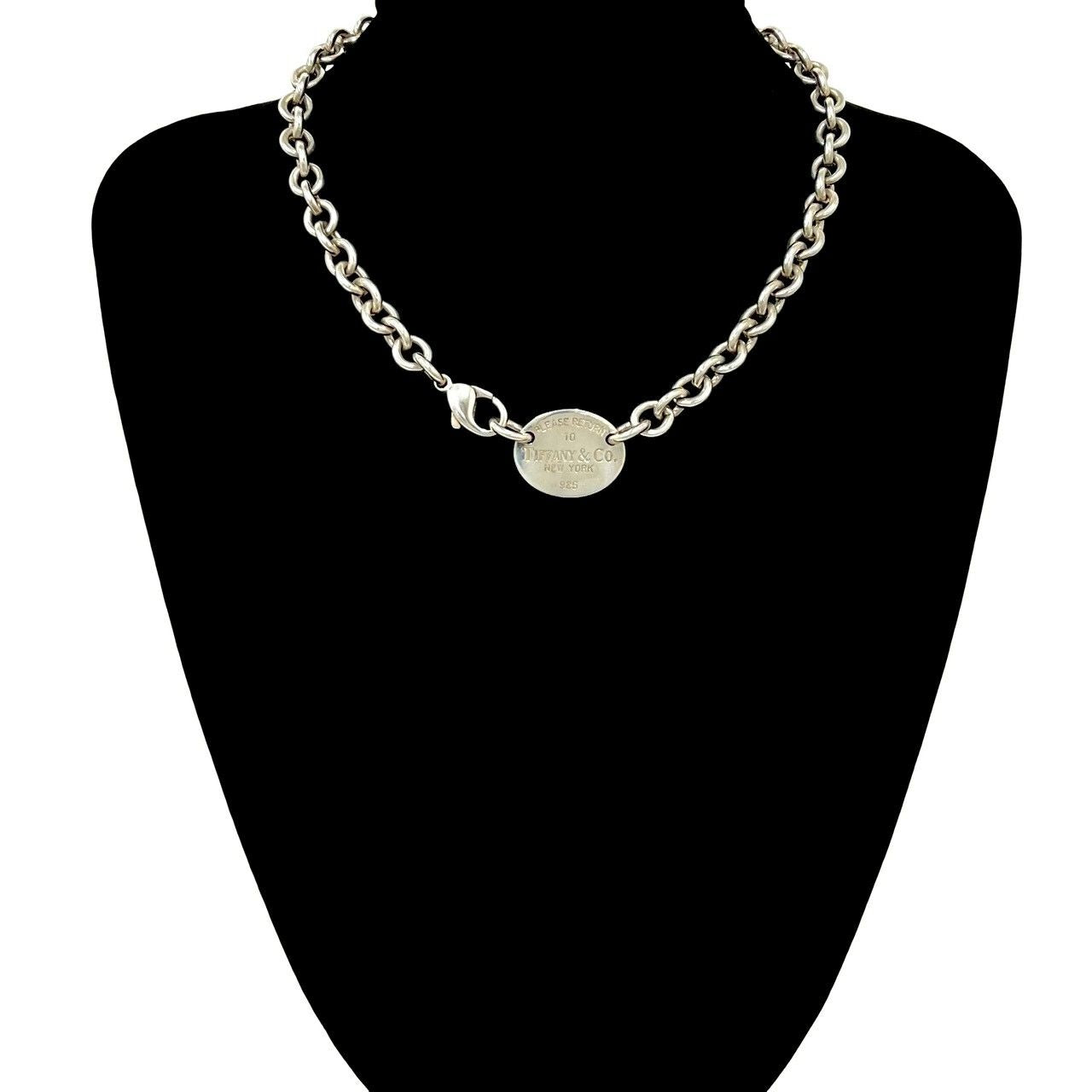 Tiffany & Co Return to Oval Necklace 925 Sterling Silver Chain Pendant — view 2