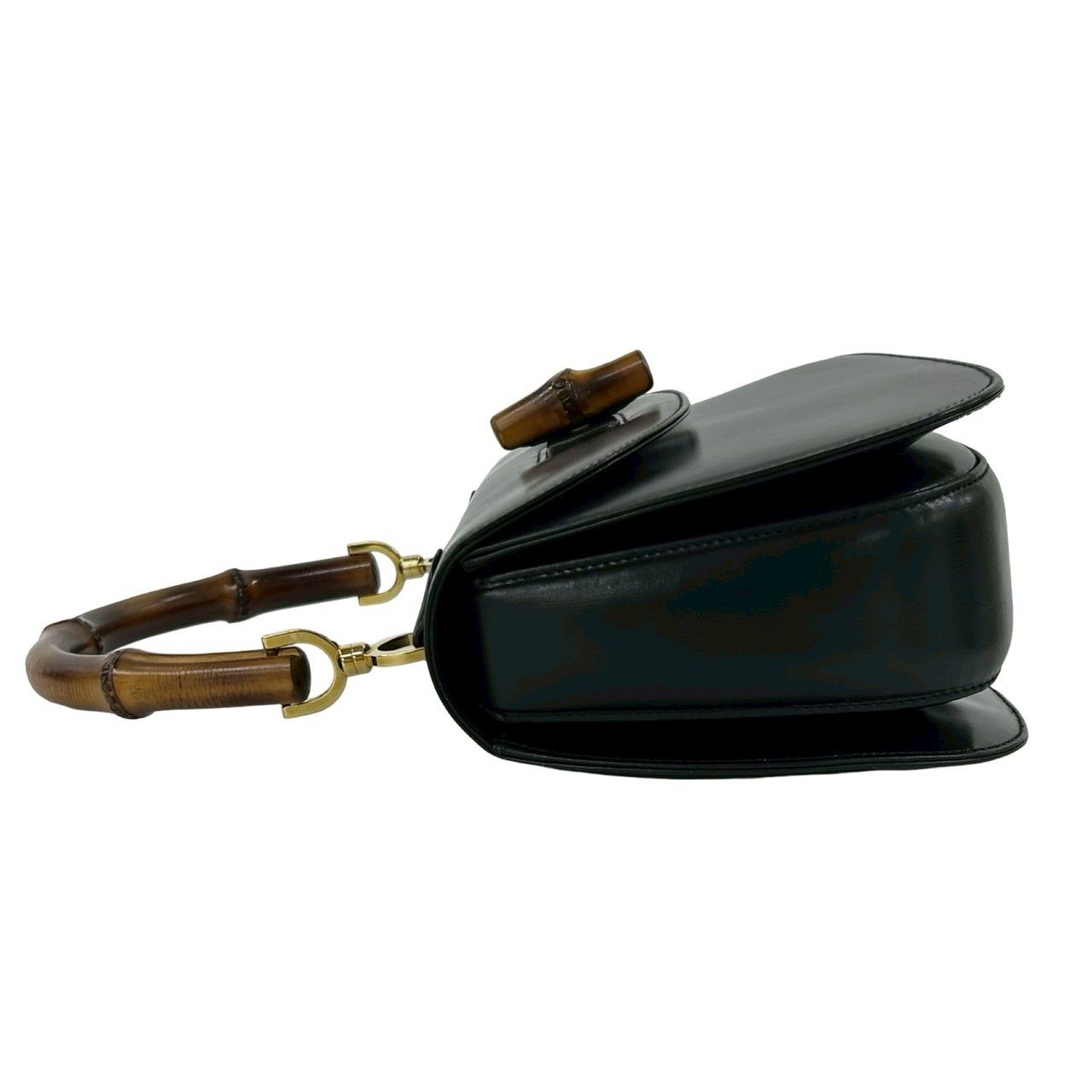 Gucci Vintage Bamboo Leather 2-Way Shoulder Bag Black — view 5