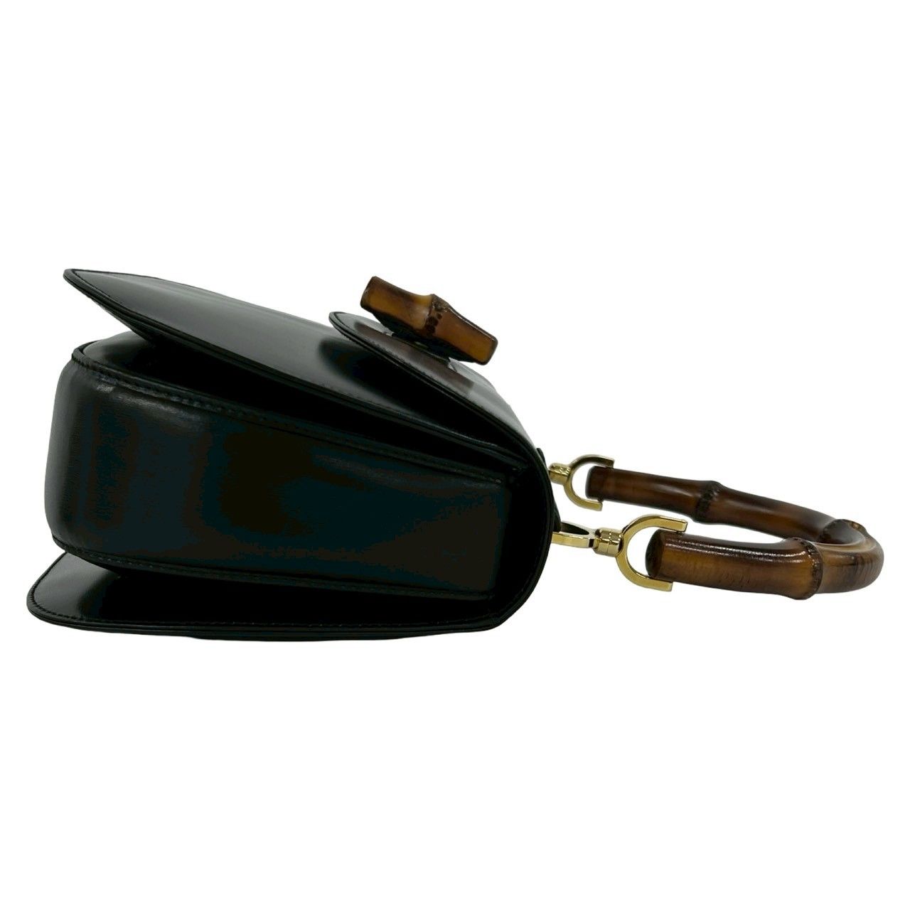 Gucci Vintage Bamboo Leather 2-Way Shoulder Bag Black — view 6