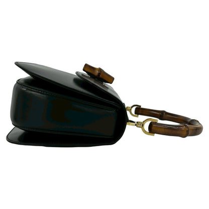 Gucci Vintage Bamboo Leather 2-Way Shoulder Bag Black — view 6