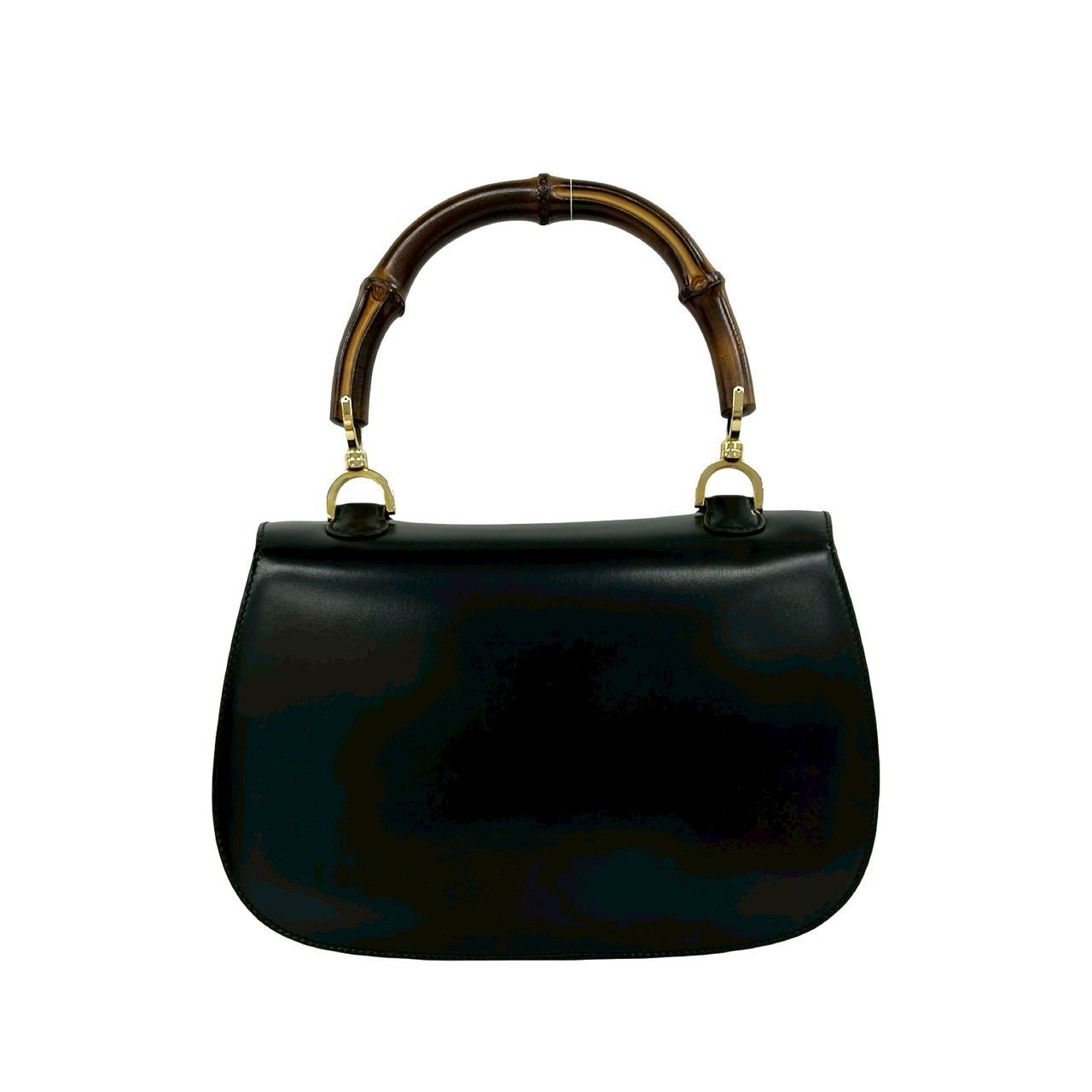 Gucci Vintage Bamboo Leather 2-Way Shoulder Bag Black — view 3