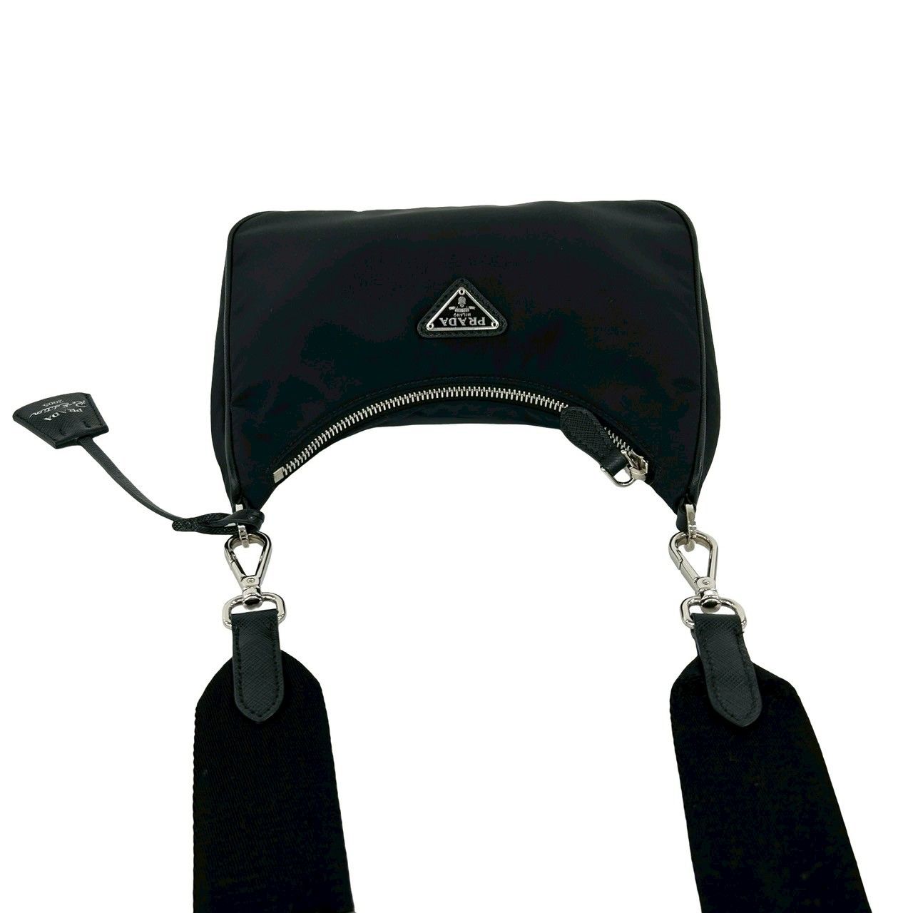 Prada Re Edition Re-Nylon Saffiano Leather Shoulder Bag Semi Black — view 4