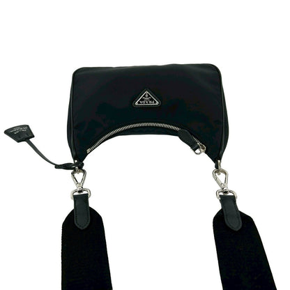 Prada Re Edition Re-Nylon Saffiano Leather Shoulder Bag Semi Black — view 4