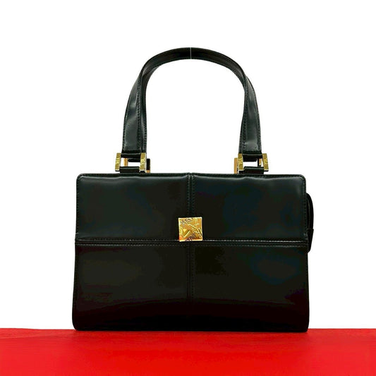 Saint Laurent Yves Vintage YSL Logo Leather Handbag Mini Tote Black