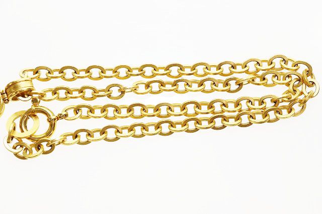 Chanel Long Necklace Pendant with Loupe Turquoise CC Logo Gold — view 5
