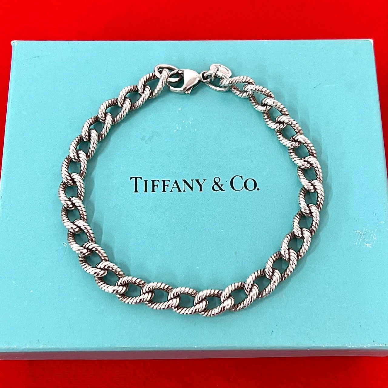 Tiffany & Co Box Twist Rope Bracelet 925 Sterling Silver Chain