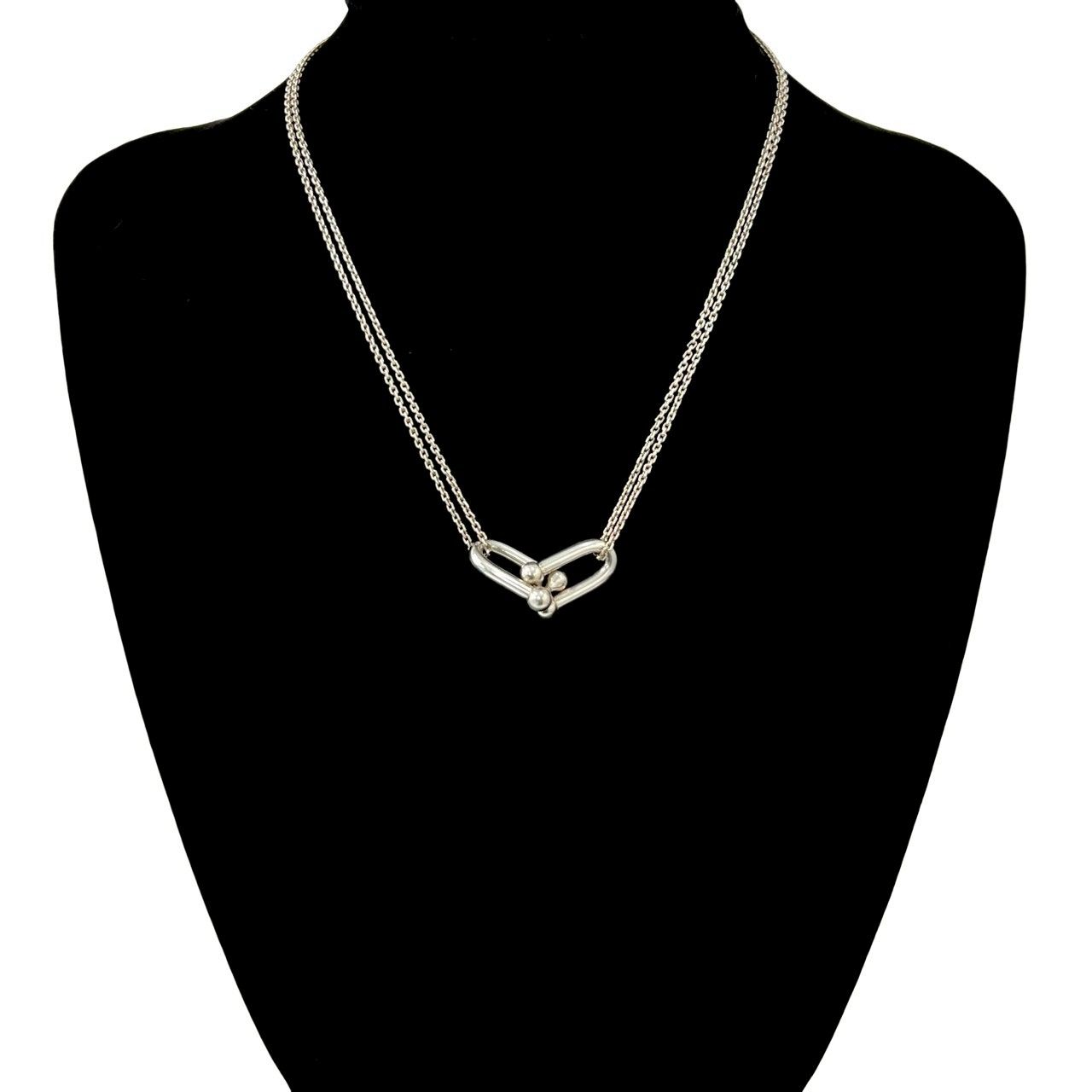 Tiffany & Co Large Double Link 925 Sterling Silver Necklace Pendant — view 2