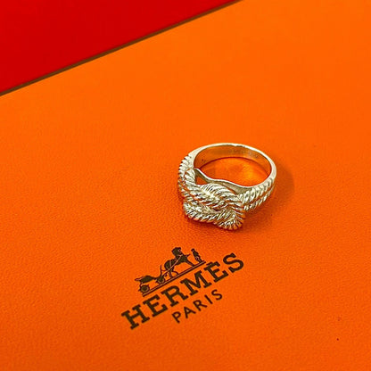 Hermes O-dienne Twist Loop 925 Sterling Silver Ring