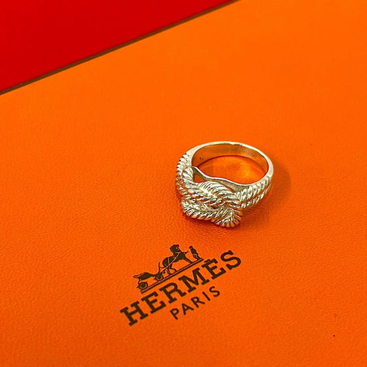 Hermes O-dienne Twist Loop 925 Sterling Silver Ring