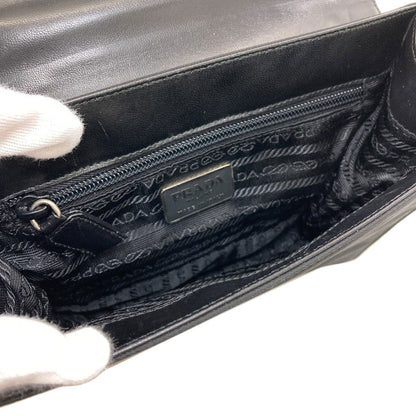 Prada Belt Motif Handbag Nylon Leather — view 5