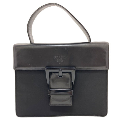 Prada Belt Motif Handbag Nylon Leather