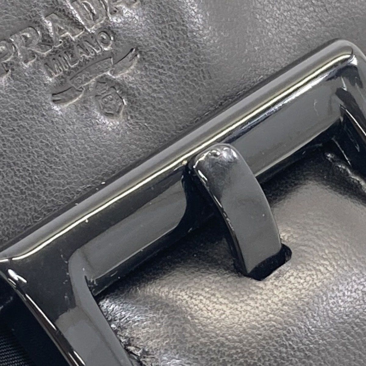Prada Belt Motif Handbag Nylon Leather — view 9