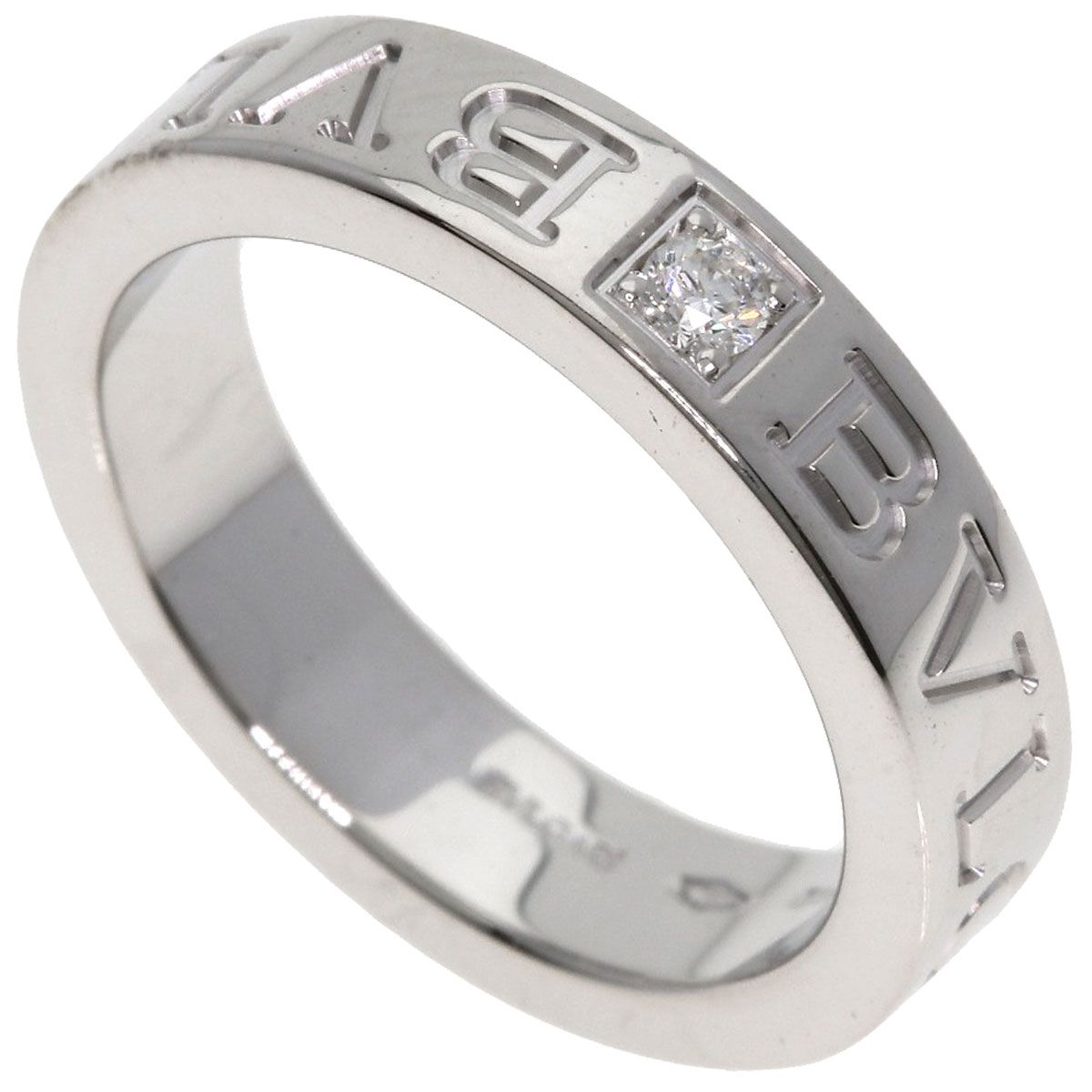 Bvlgari Double Logo Diamond Ring 18k White Gold