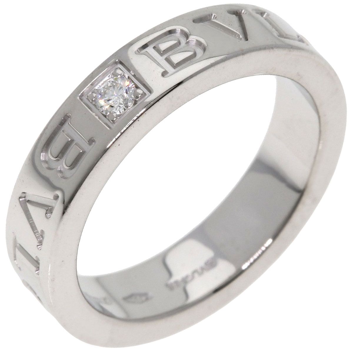 Bvlgari Double Logo Diamond Ring 18k White Gold — view 2