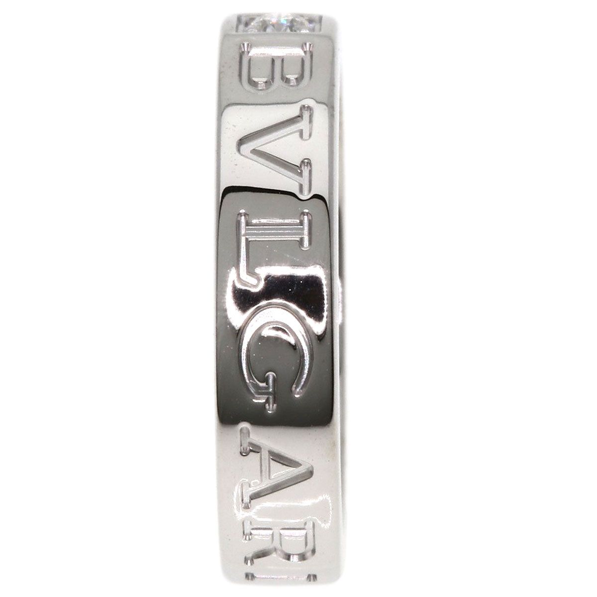 Bvlgari Double Logo Diamond Ring 18k White Gold — view 3