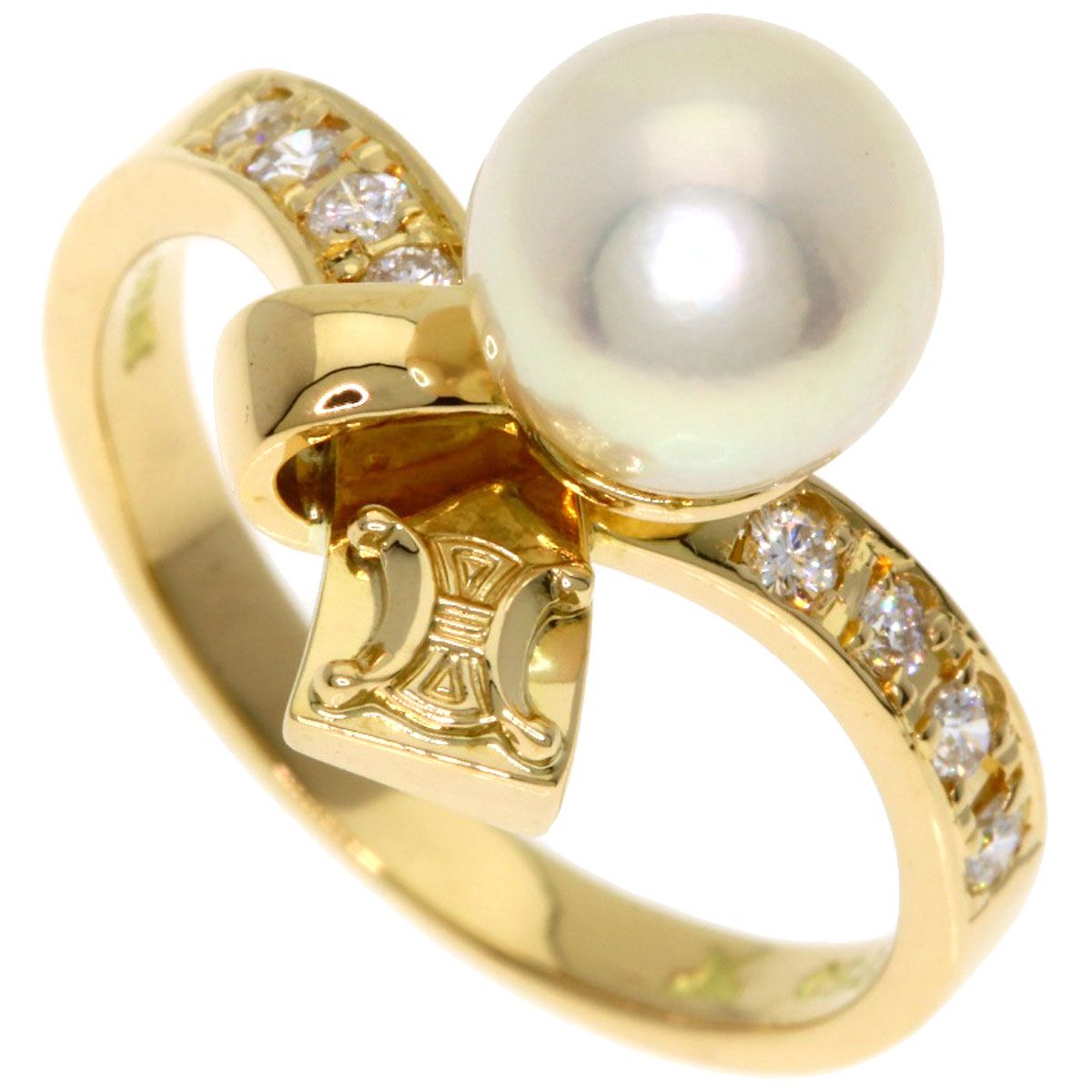 Celine Pearl Diamond Ring 18k Yellow Gold