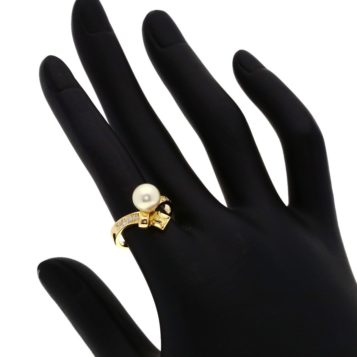 Celine Pearl Diamond Ring 18k Yellow Gold — view 7