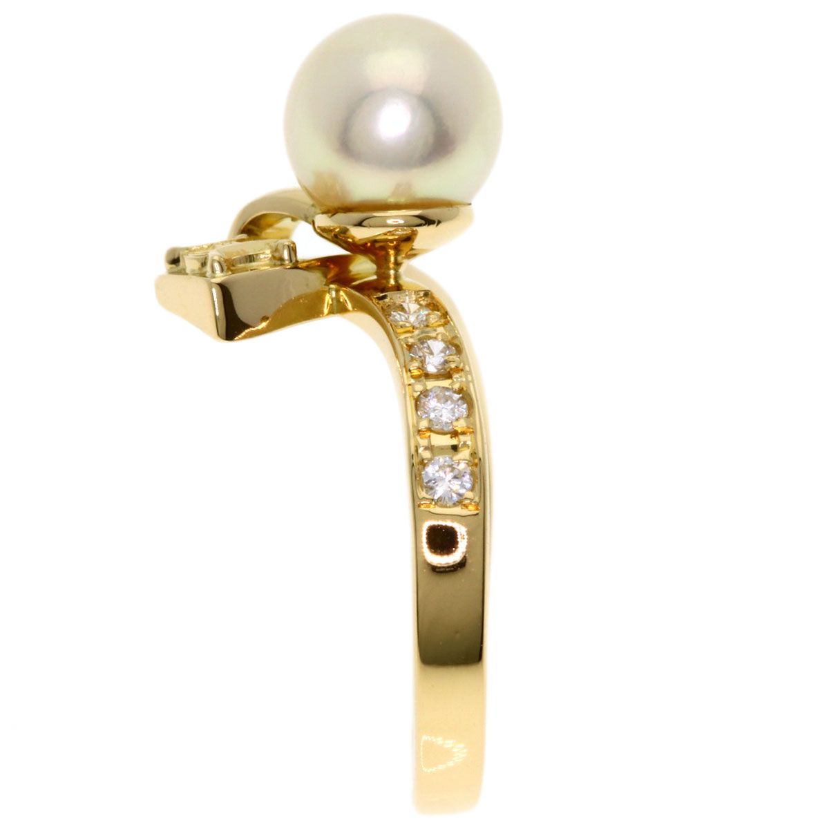 Celine Pearl Diamond Ring 18k Yellow Gold — view 3