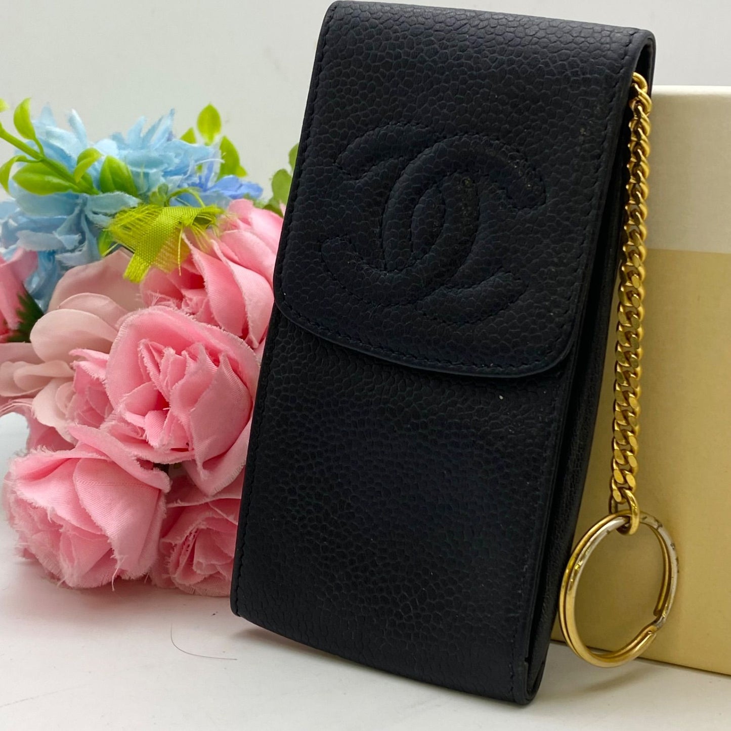 Chanel Cigarette Case CC Logo Caviar Leather