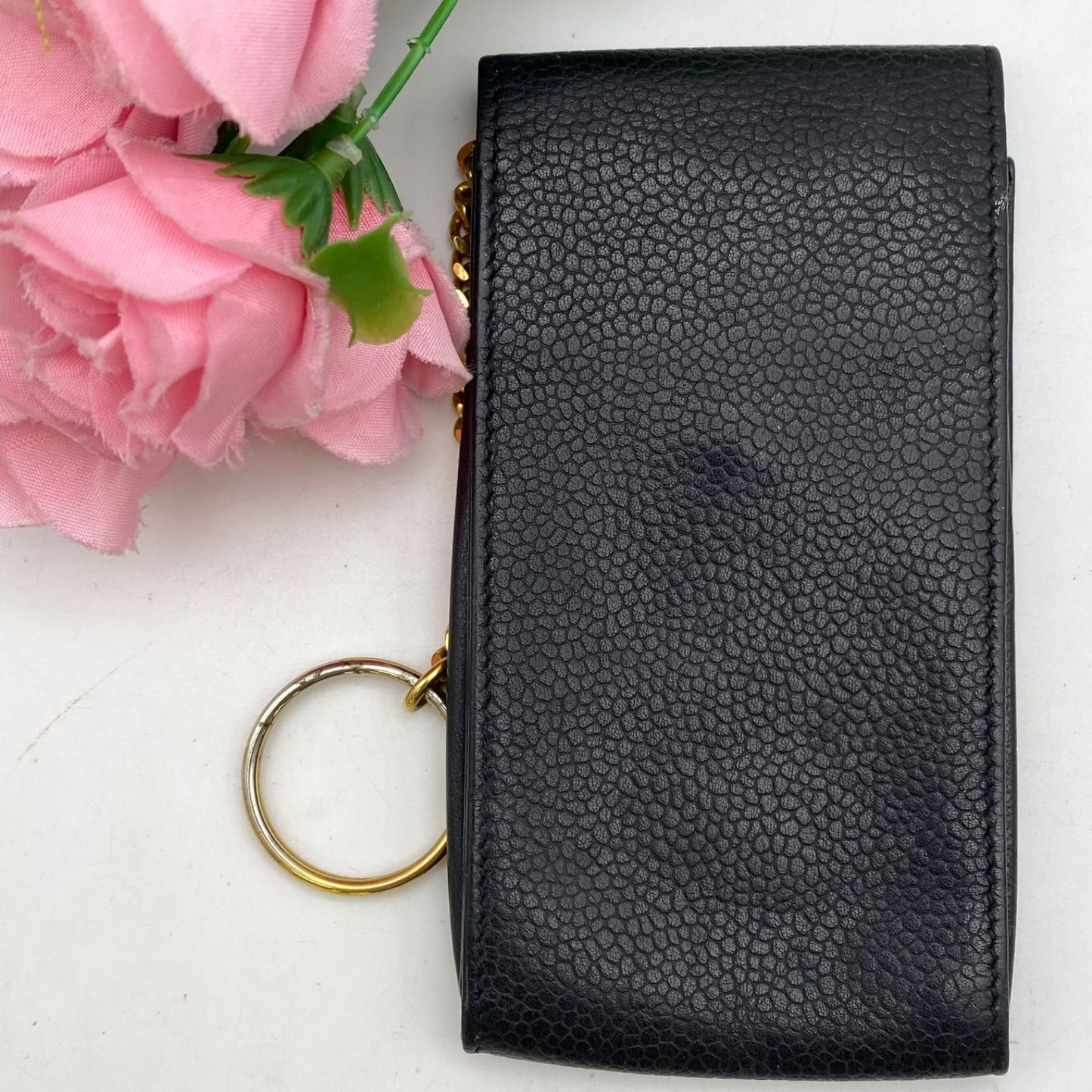 Chanel Cigarette Case CC Logo Caviar Leather — view 3