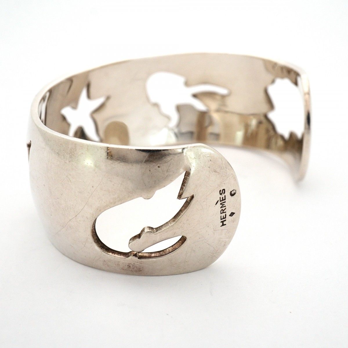 Hermes Bangle Sea Motif 925 Sterling Silver Bracelet — view 7