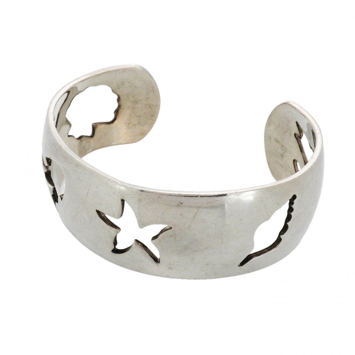 Hermes Bangle Sea Motif 925 Sterling Silver Bracelet