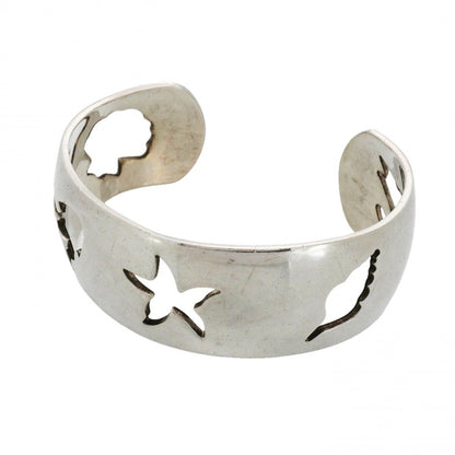 Hermes Bangle Sea Motif 925 Sterling Silver Bracelet
