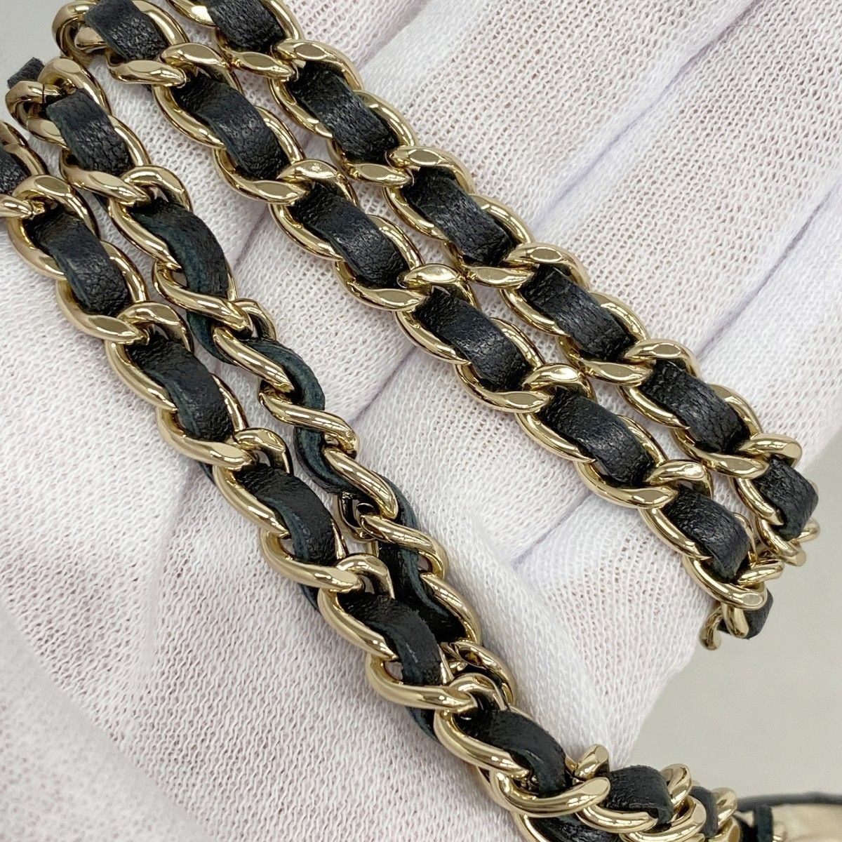 Chanel Lip Case Quilted Lambskin Black Champagne Gold Shoulder Bag — view 6