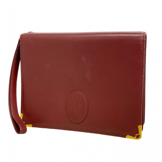 Cartier Clutch Must Leather Bordeaux Gold